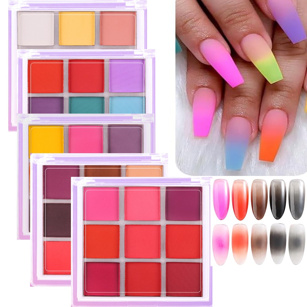 Nail Art Ombre Glitter - Paleta de pigmentos para uñas, juego