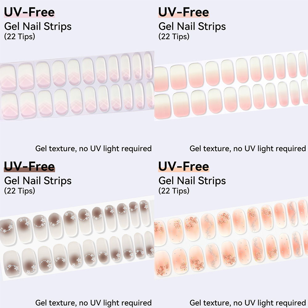 Nail Art Ombre Glitter - Tiras de Uñas de Gel SIN
