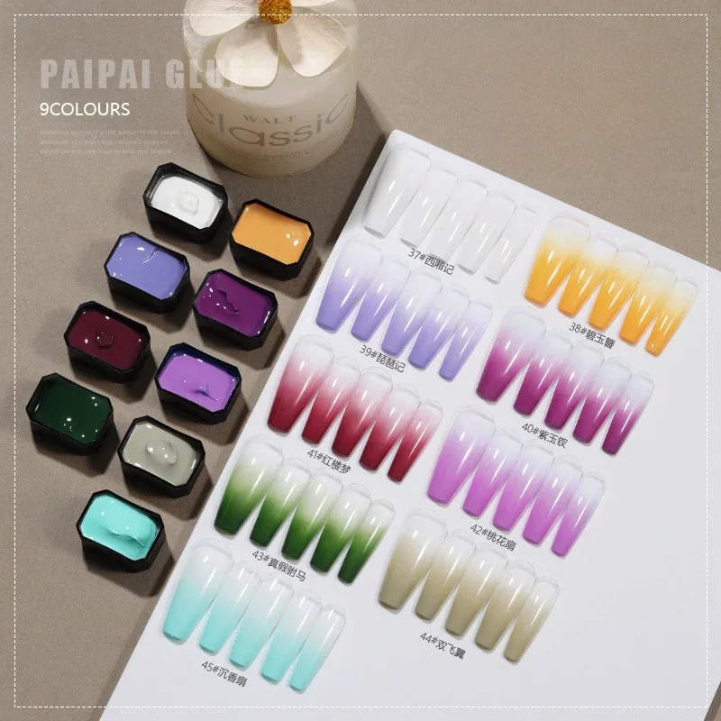 Nail Art Ombre Glitter - 9 colores/caja Pat Ombre Gel esmalte