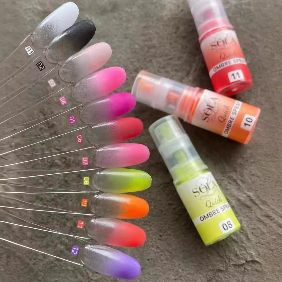 Nail Art Ombre Glitter - Pastel neón degradado arte de uñas