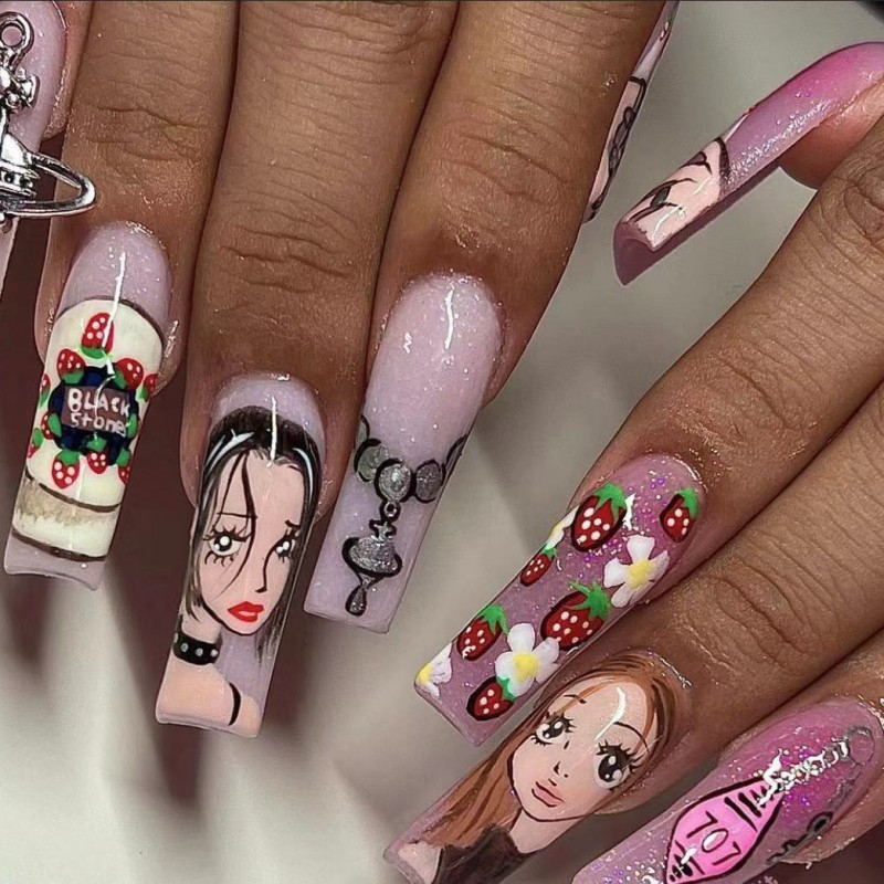 Uñas postizas de longitud medi - Nail Art Y2K reseña y precio
