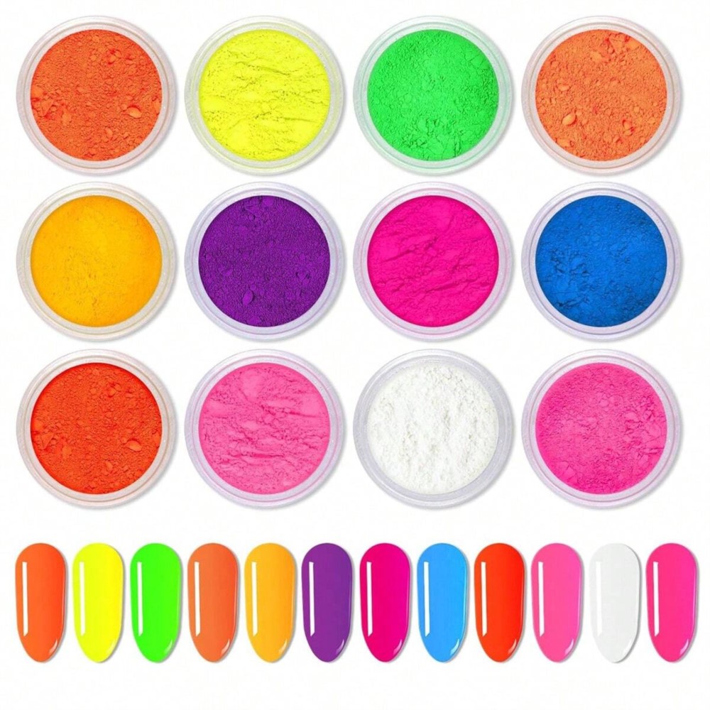Pigmento fluorescente de neón  - Nail Art Ombre Glitter reseña y precio