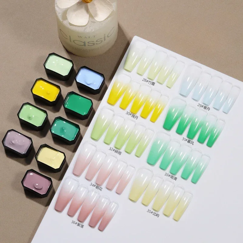 9 colores/caja Pat Ombre Gel e - Nail Art Ombre Glitter reseña y precio