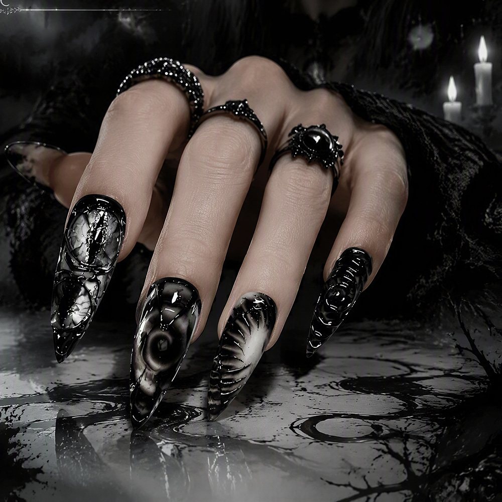 Uñas postizas góticas Stiletto - Nail Art Cat Eye reseña y precio