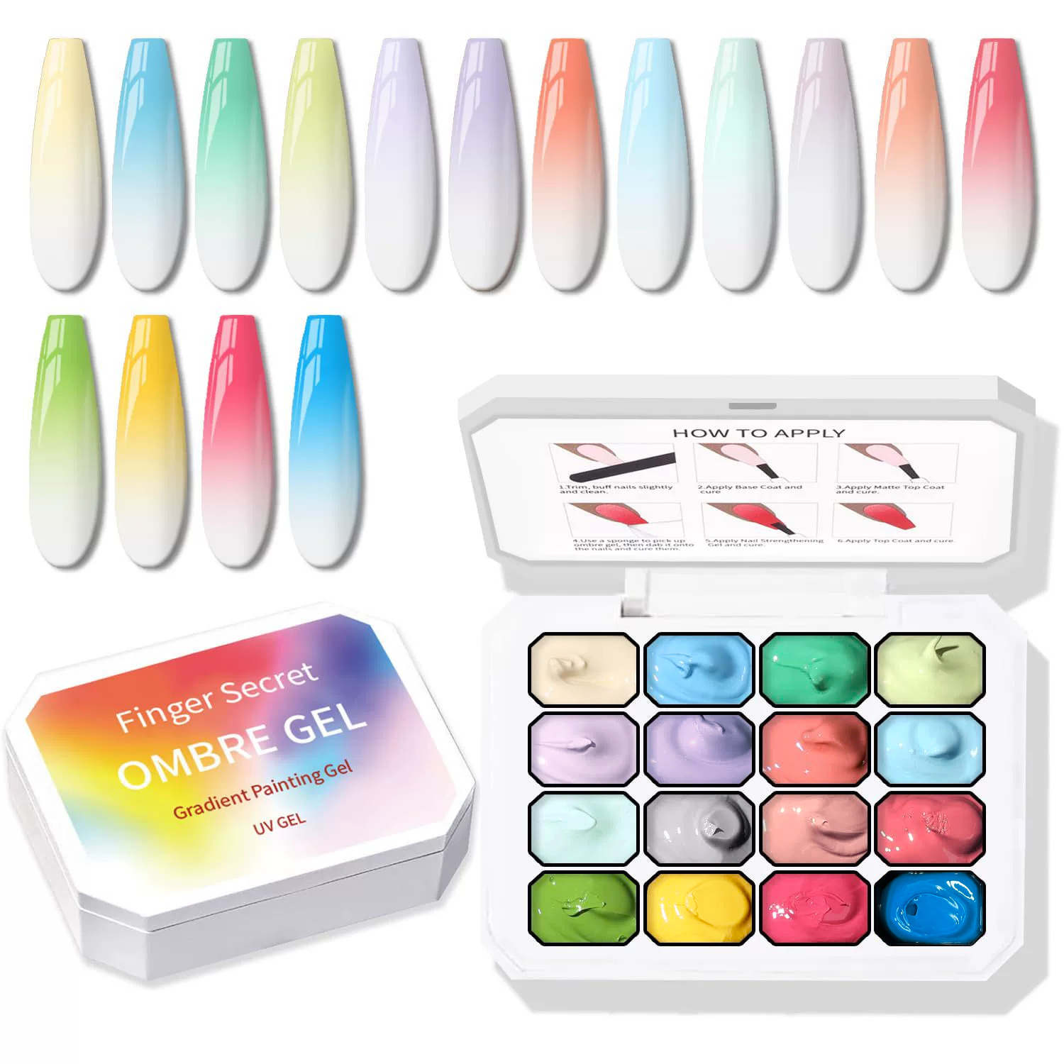 Paleta de Gel Sólido Ombre de  - Nail Art Ombre Glitter reseña y precio