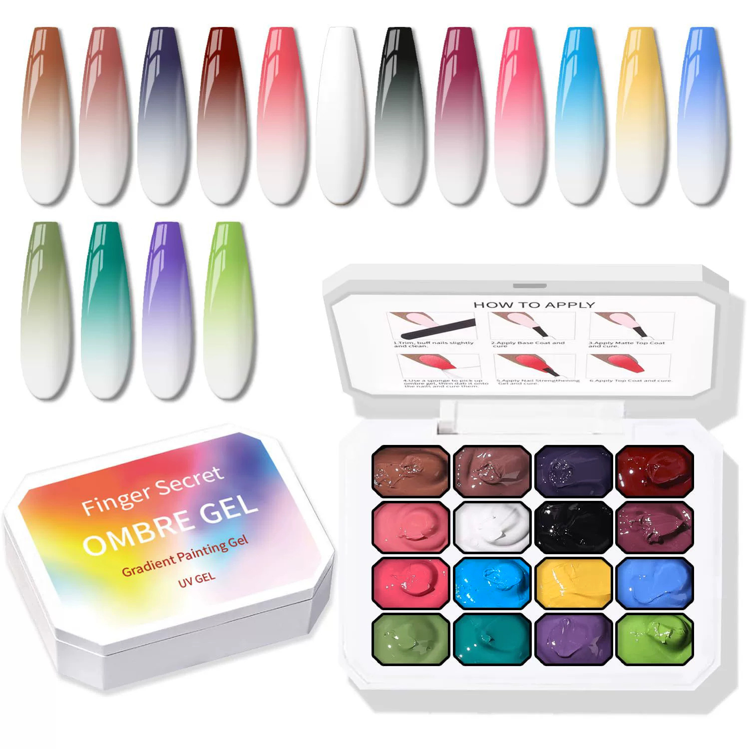 Paleta de Gel Sólido Ombre de  - Nail Art Ombre Glitter reseña y precio