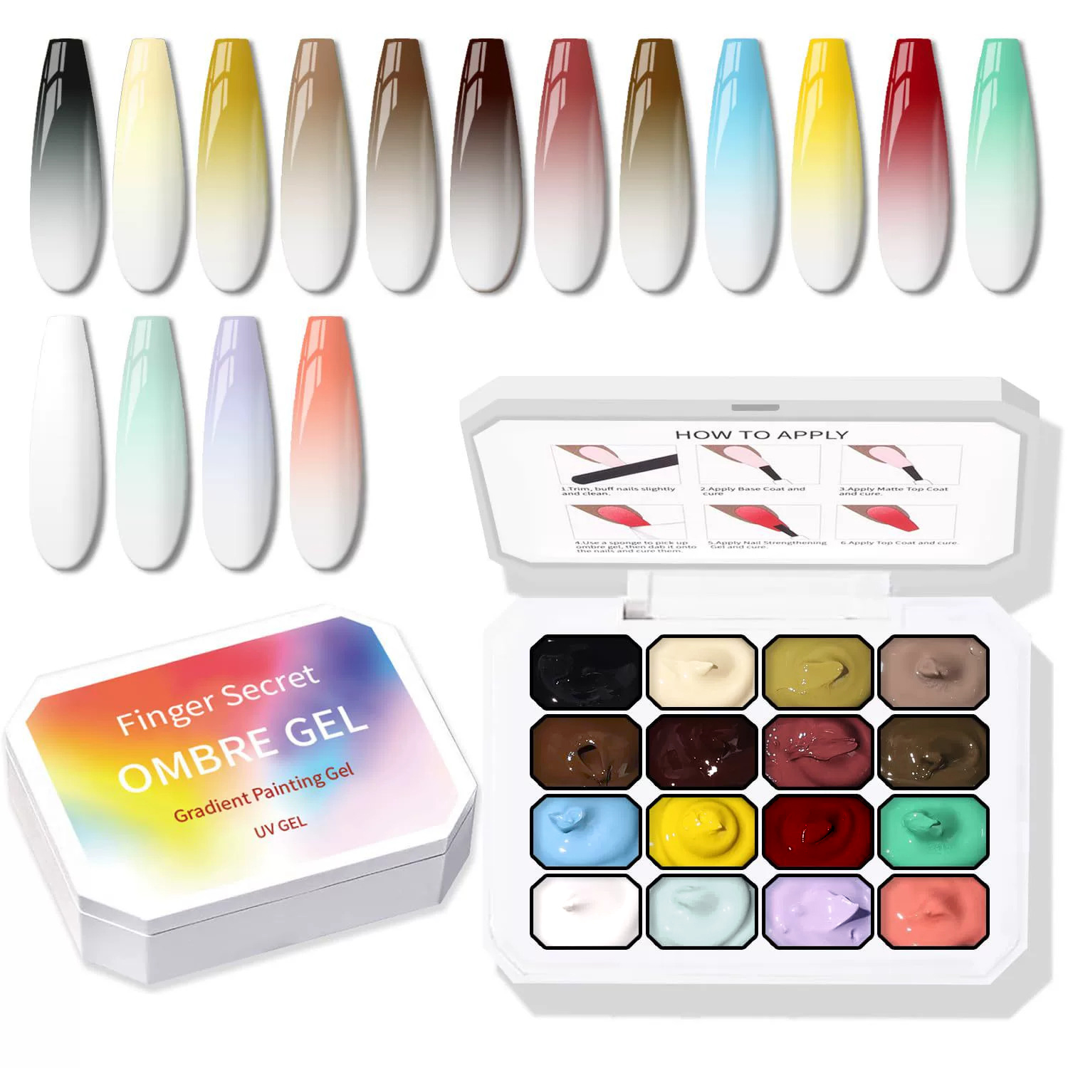 Paleta de Gel Sólido Ombre de  - Nail Art Ombre Glitter reseña y precio