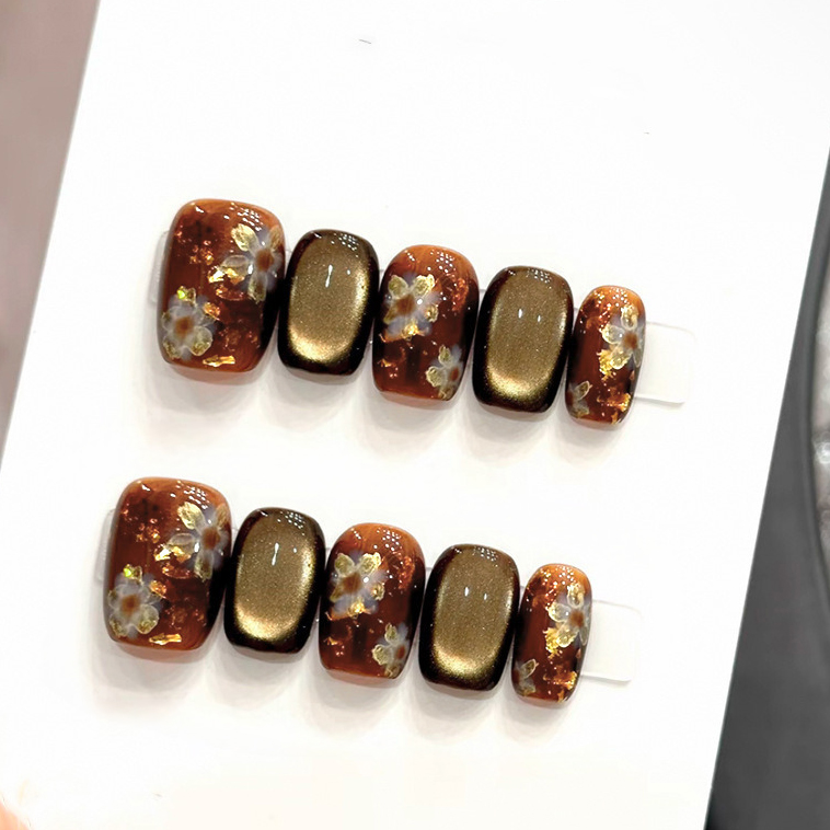 10 Uñas Postizas Hechas a Mano - Nail Art Cat Eye reseña y precio