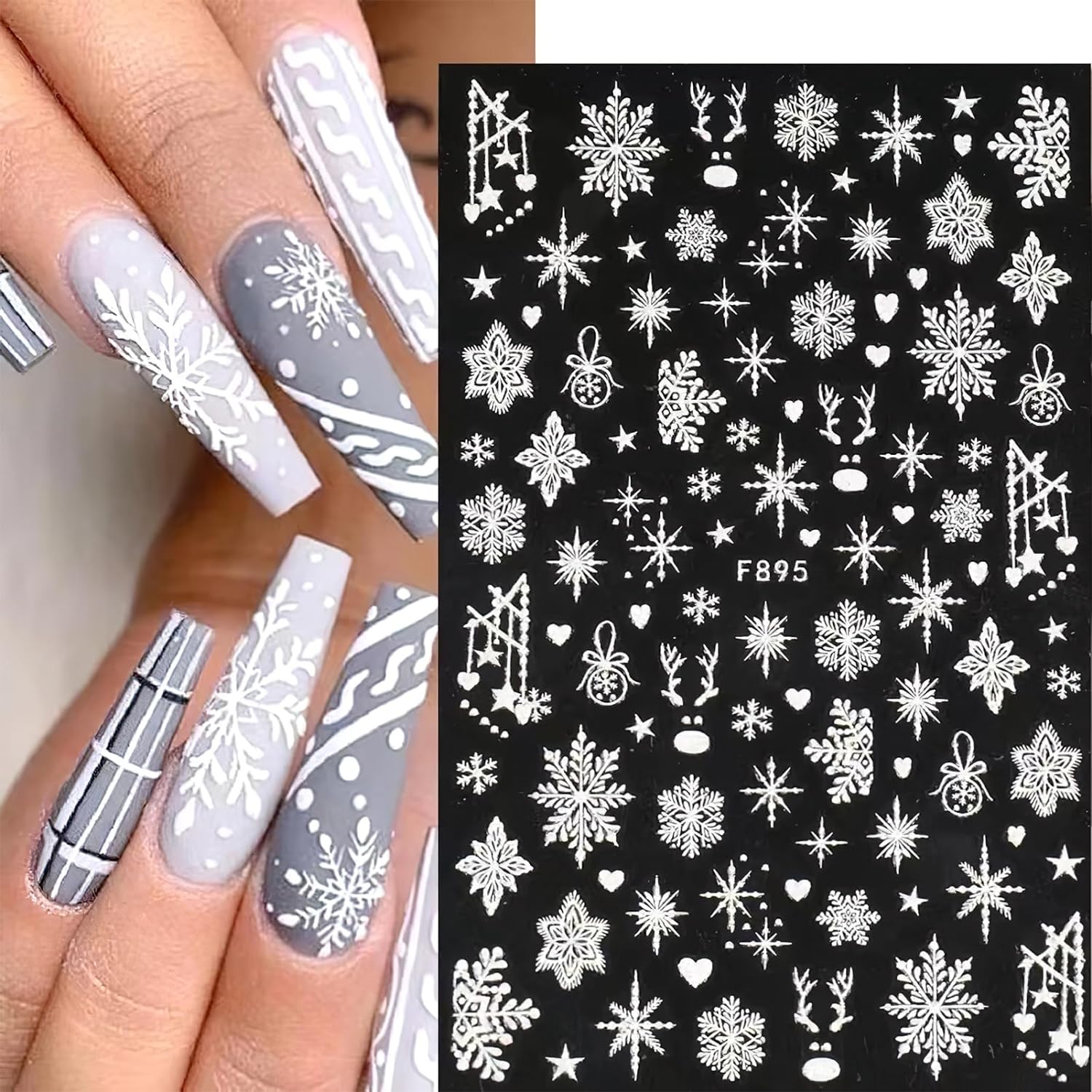 Calcomanías 3D de copos de nie - Nail Art Xmas Design reseña y precio