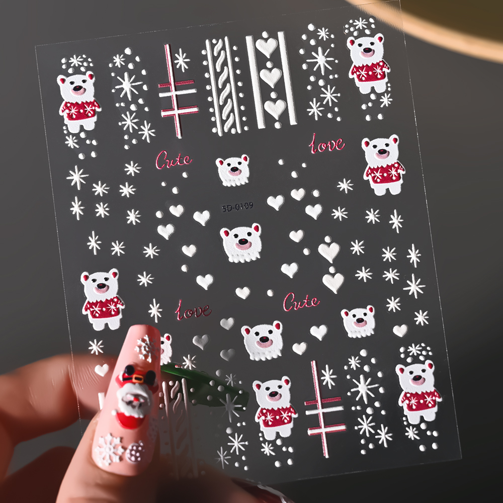 1 hoja 5D en relieve pegatina  - Nail Art Xmas Design reseña y precio